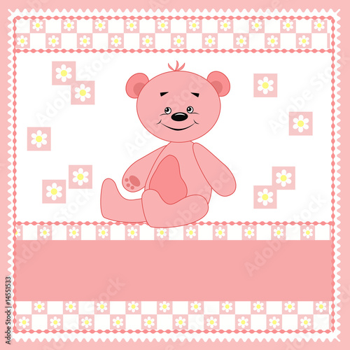 Foto-Leinwand ohne Rahmen - Cartoon funny bear. Pink. (von Margo)