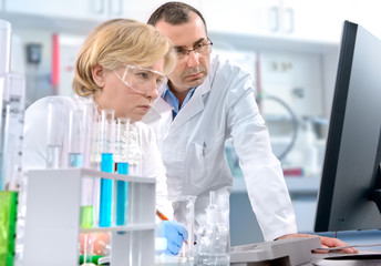 Wall Mural - scientists working at the laboratory