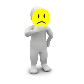 Man with sad mask. 3d rendered illustration.