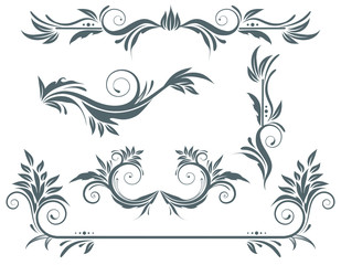 Sticker - set of swirling flourishes decorative floral elements