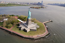 Statue Of Liberty. Taking A Picture From The Sky.
