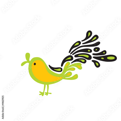 singing bird on a white background Stock Vector | Adobe Stock