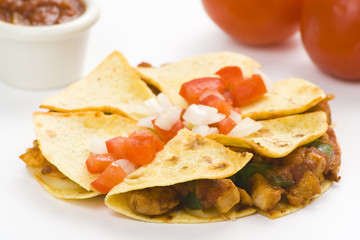 Wall Mural - delicious chicken quesadilla and fresh vegetables