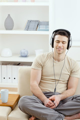 Sticker - Man listening music with headphones