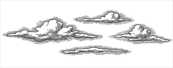 retro vector clouds