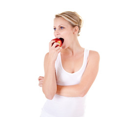 Wall Mural - Young woman and apple