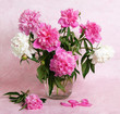 Beautiful peonies in a glass vase