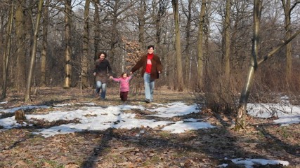 Wall Mural - family in wood plays