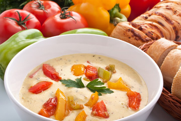 Wall Mural - serving of cheese and vegetable cream soup