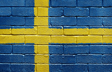 Flag Of Sweden On Brick Wall