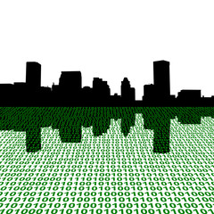 Wall Mural - Baltimore skyline with binary