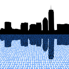 Wall Mural - Boston skyline with binary