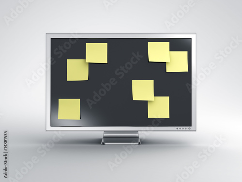 Monitor with post it notes