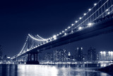 Fototapeta  - Manhattan Bridge and Manhattan skyline At Night, New York City