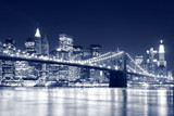 Fototapeta  - Brooklyn Bridge and Manhattan skyline At Night, New York City