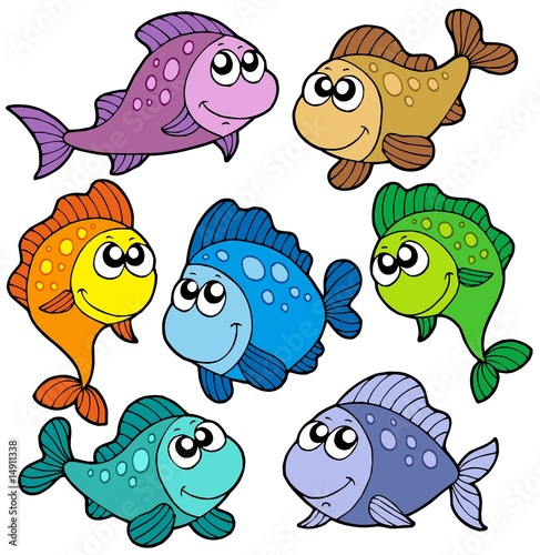 Naklejka - mata magnetyczna na lodówkę Various cute fishes collection