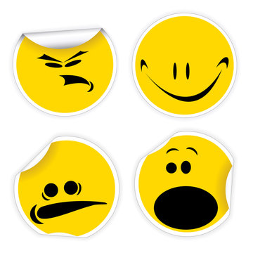 Set of yellow labels with smiles