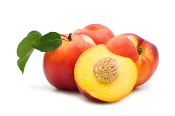 Wall Mural - slice fresh nectarine on white background