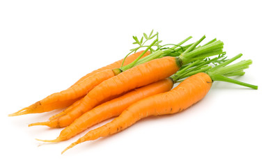 Wall Mural - bio fresh carrots on white background