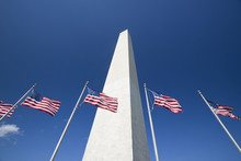 Washington Monument With Flags