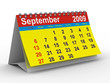 2009 year calendar. September. Isolated 3D image