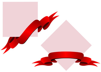 Wall Mural - red ribbons with banners on white background