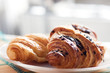 Chocolate croissant on plate