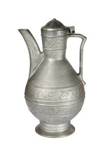 Old Grey Metallic Jug On A White Background.  (isolated)