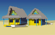 two beach huts on the beach