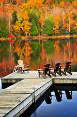 Sticker - Wooden dock on autumn lake