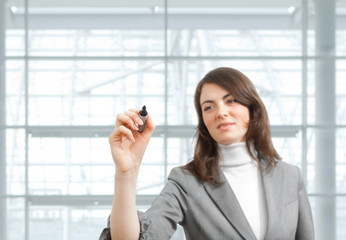 Wall Mural - Businesswoman drawing with marker