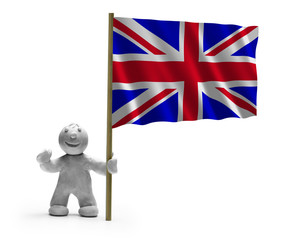 Wall Mural - Großbritannien Flagge mit Figur