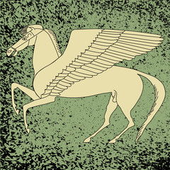 Wall Mural - pegasus -winged horse, vector illustration