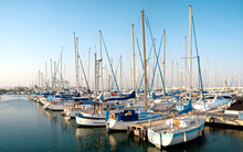 Series Of Panoramic Images From The Harbor With Yachts At Dusk