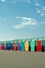 Colourful Beach Hut In England On The Sunny Day