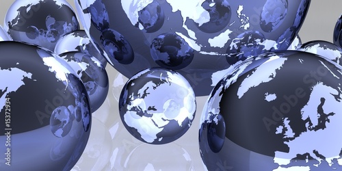 Obraz w ramie Trójwymiarowe kule ziemskie