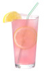 Frosty Glass Of Pink Lemonade With Straw Isolated