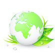 © Pixel Embargo - Green Earth planet  with leaves and water drops