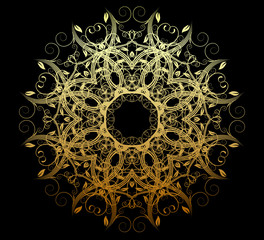 Poster - abstract golden floral and ornamental element