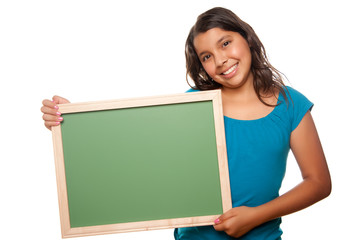 Wall Mural - Pretty Hispanic Girl Holding Blank Chalkboard