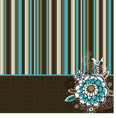 Wall Mural - hand draw  flowers on striped background