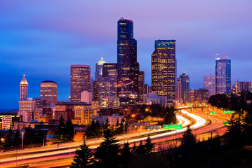 Wall Mural - Downtown Seattle at night