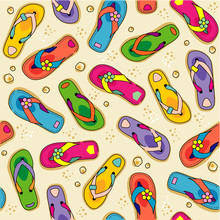 Seamless (repeatable) Flip-flops And Beach Sand Pattern