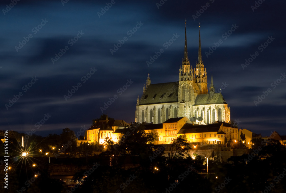 Obraz na płótnie Cathedral Petrov at night – Brno Czech Republic w salonie