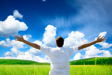 Wall Mural - nature and happy man