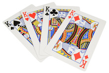 Four King Playing Cards Isolated On White Background