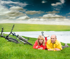 Wall Mural - two cyclists