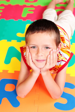 boy with letters