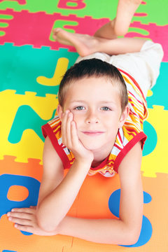 boy with letters
