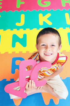 boy with letters